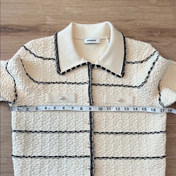 Sandro Paris Infinity jacket, cream knit with pearl buttons Size 2/US Small - Picture 12 of 15